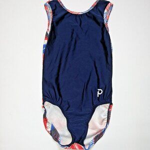 Plum Practicewear Gymnastics Leotard Abstract red blue circles Child Large CL